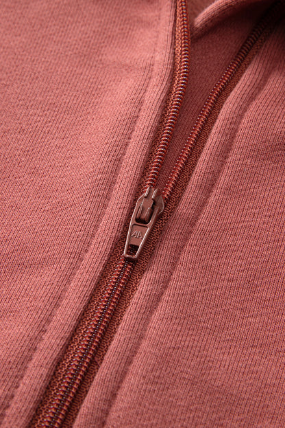 Carry Zip Up Collar Sweatshirt Brown Red