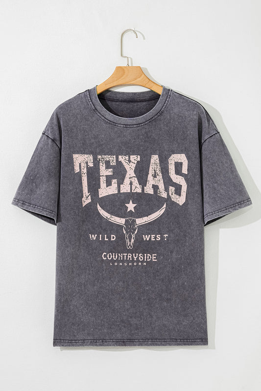 Yeehaw TEXAS Graphic Mineral Wash T Shirt
