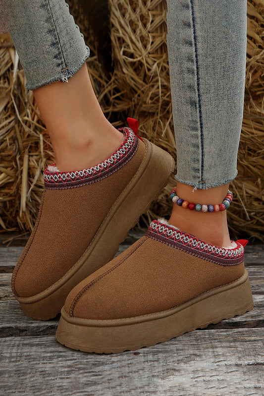 Chestnut Plush Lined Flats Slippers