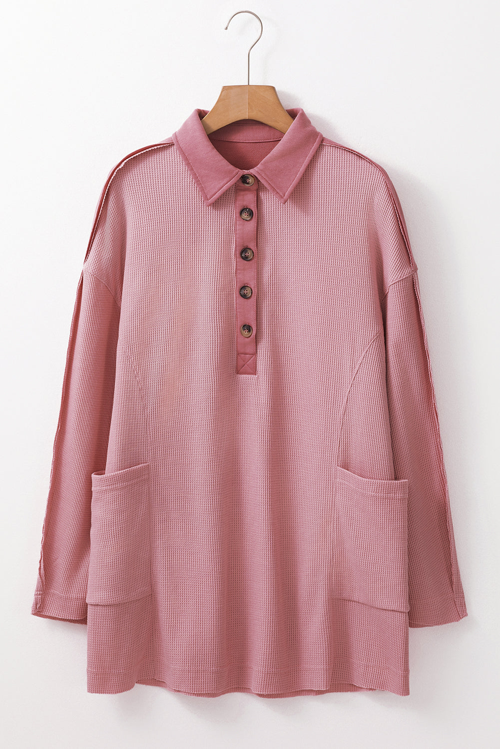 Ray Drop Sleeve Henley Top
