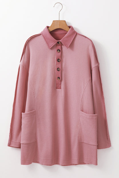 Ray Drop Sleeve Henley Top