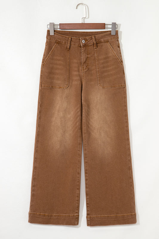 Bren Cropped High Rise Wide Leg Jeans