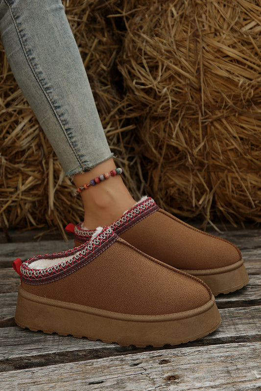 Chestnut Plush Lined Flats Slippers