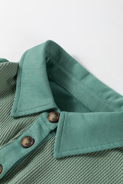 Ray Green Waffle Drop Sleeve Henley Top