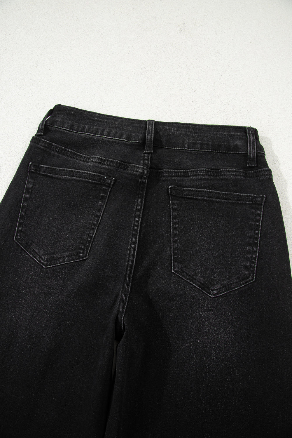 Rhonda Black Raw Hem Straight Leg Jeans