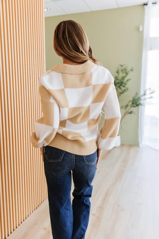 Fifi Checkered Collared Sweater